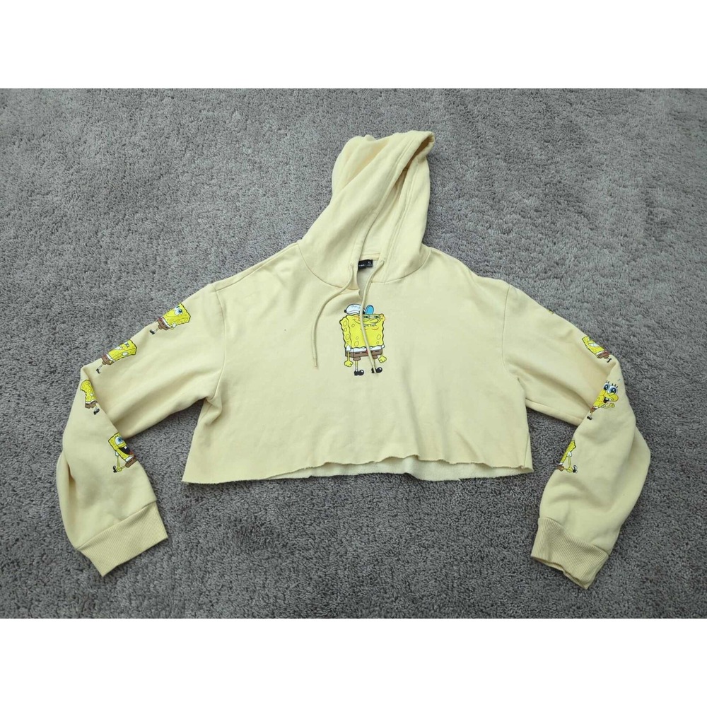 Nickelodeon‎ Hoodie Jacket Womens XL Yellow Spongebob Squarepants Cropped